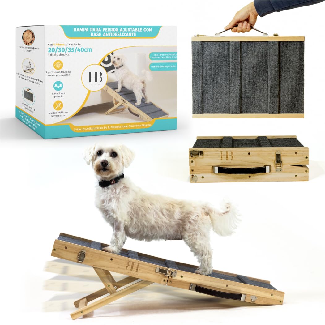 Rampa para Perros Pequeños con Base Antideslizante, Rampa para Sofá y Cama, Plegable con 4 Alturas, Protege Articulaciones y Columna, Escalera para Perros Pequeños y Gatos hasta 15kg