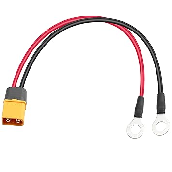 XT60 to O Ring Terminal Cable,14AWG XT60 Male to O Ring Terminals Extension Power Cable for Solar Panel Kit and Battery Charge(0.3M/1FT)
