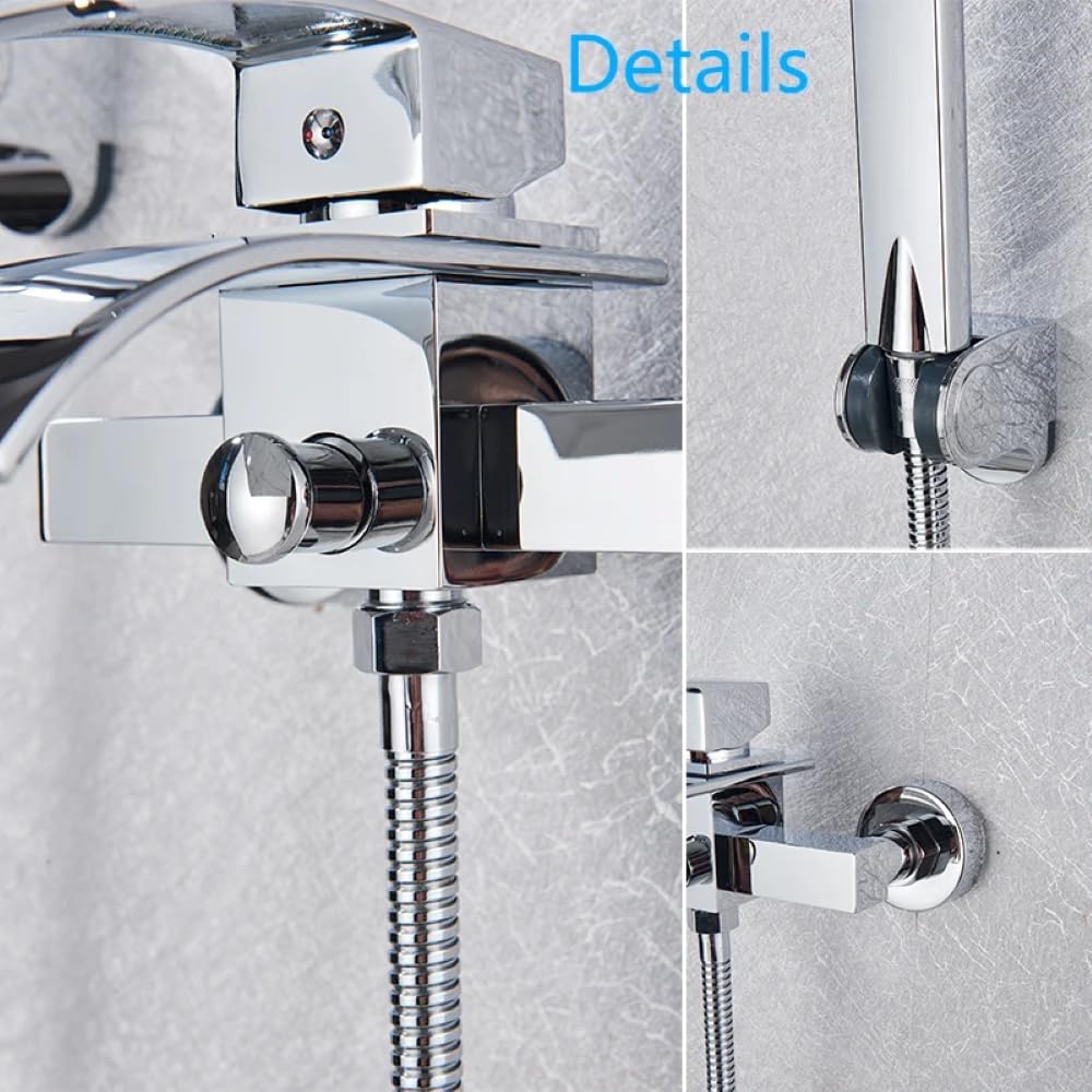 Wannenarmatur Wandmontage mit Handbrause – Badarmatur Wasserhahn für Badewanne, Chrom, Einfache Montage, Modernes Design