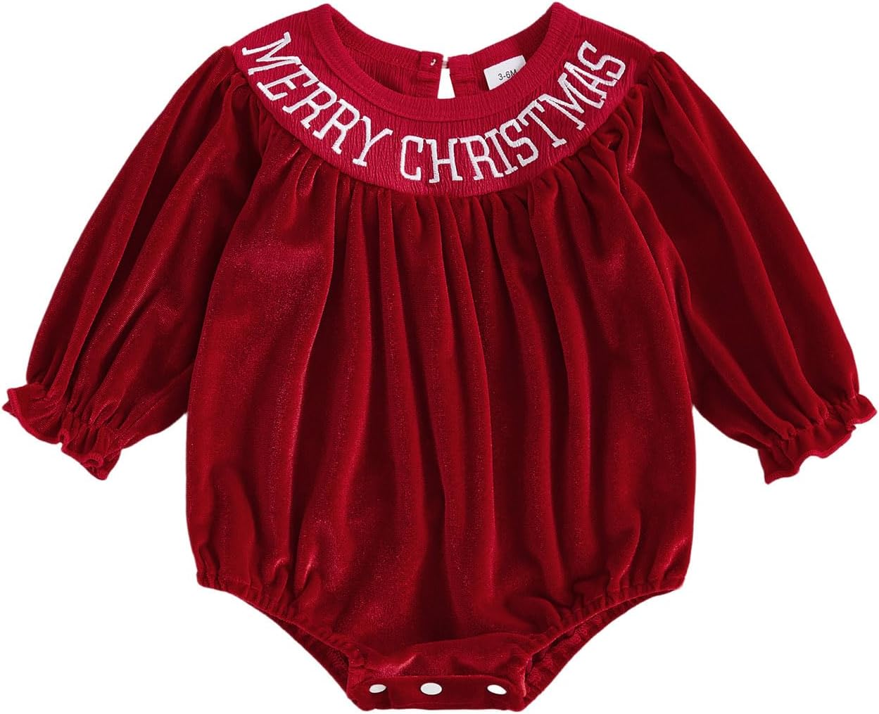 Newborn Girl Christmas Romper Velvet Outfit Long Sleeve Letter Embroidery Sweater Bodysuit Winter Holiday Clothes