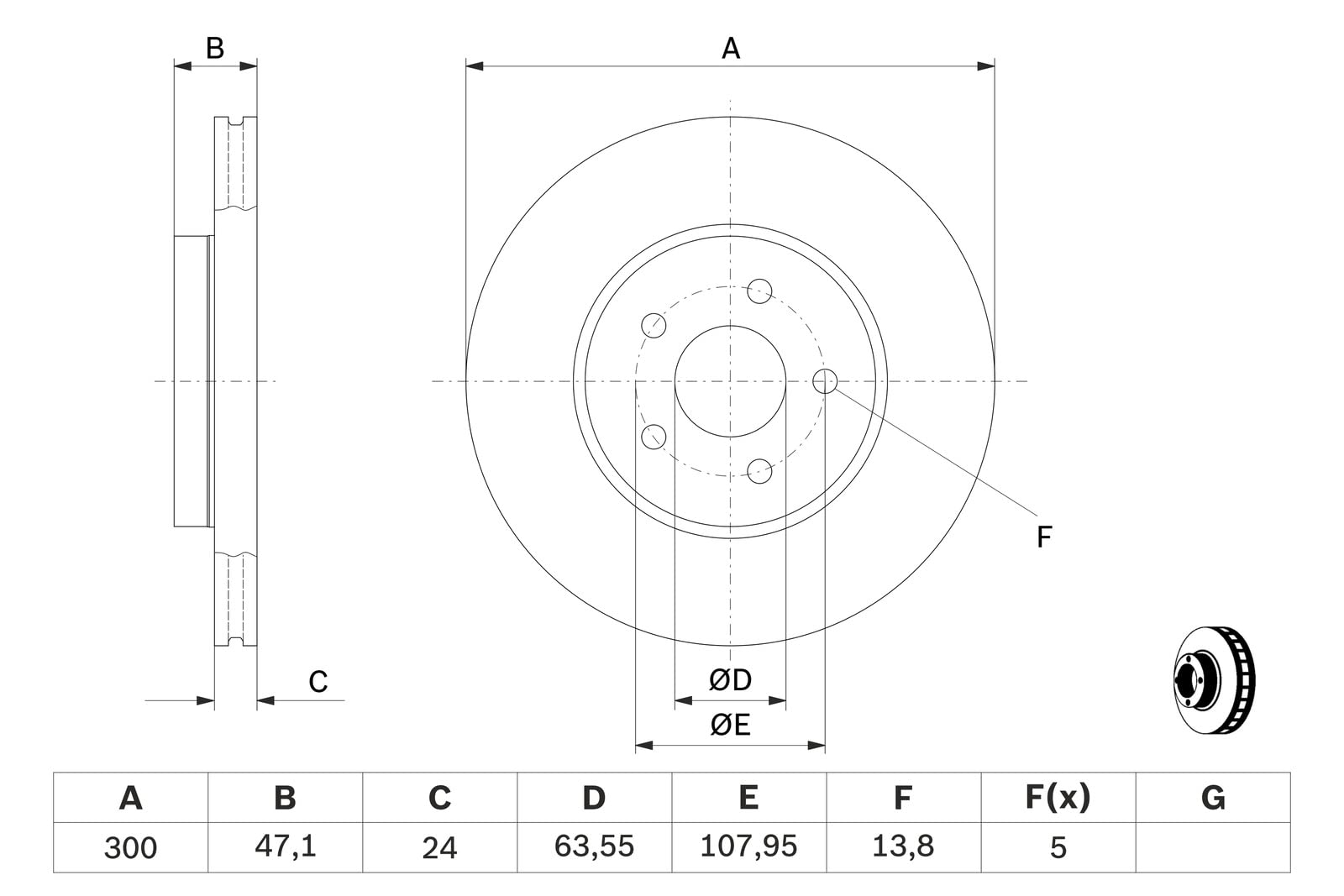 Juego de 2 Discos de Freno Bosch BD2045 - Discos Ventilados y Recubiertos, 300 mm - Eje Delantero - Certificación ECE-R90 - Excelente refrigeración, Protección Anticorrosión - 1 Juego de 2 Discos