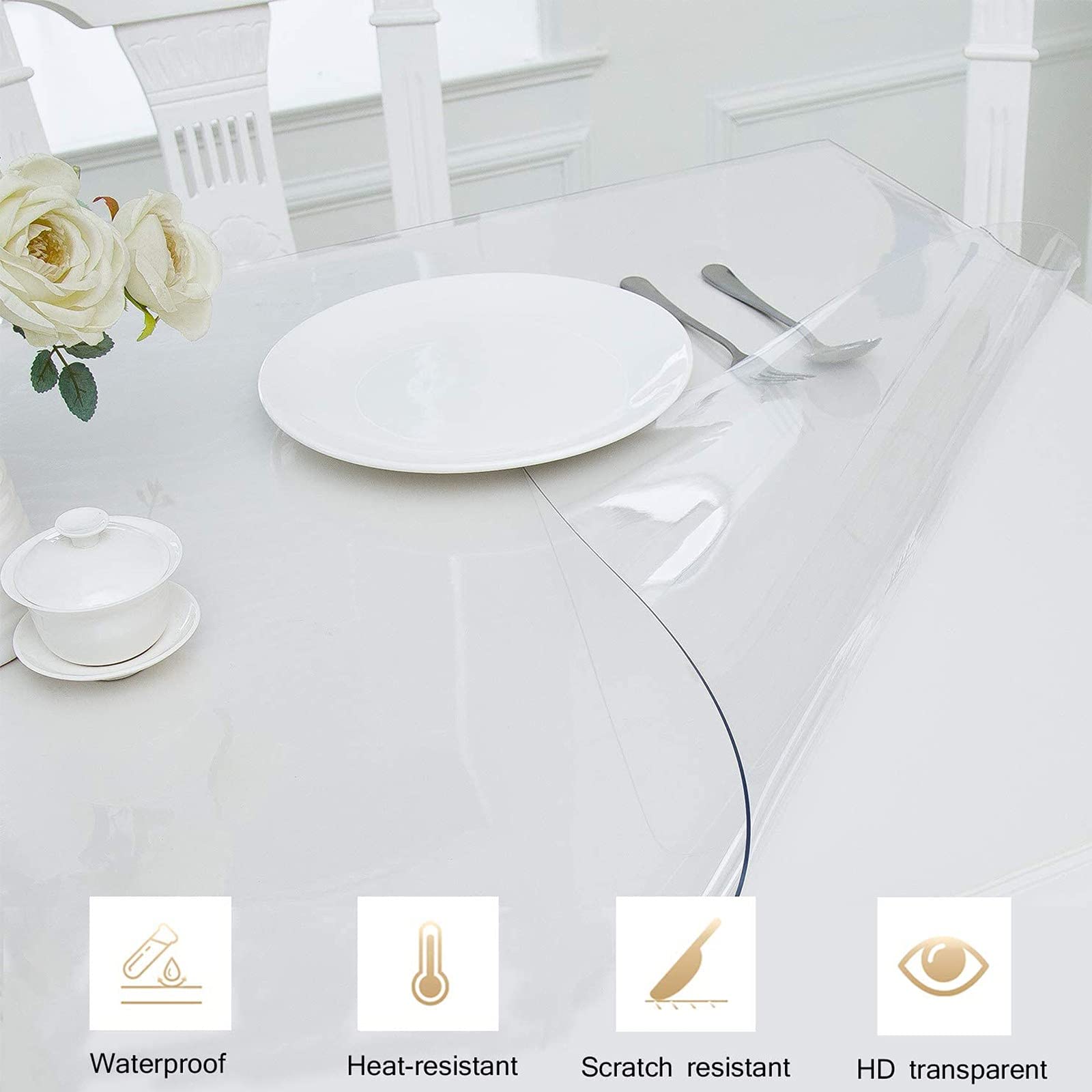 TMGJ Transparent PVC Folie Tischdecke 3mm Tischfolie Schutzfolie Tischschutz Wasserdicht, Abwaschbar,Für Restaurant,Garten,Esszimmer,Büro,Unterstützung Der Anpassung(Size: 100x300cm/39x118in)