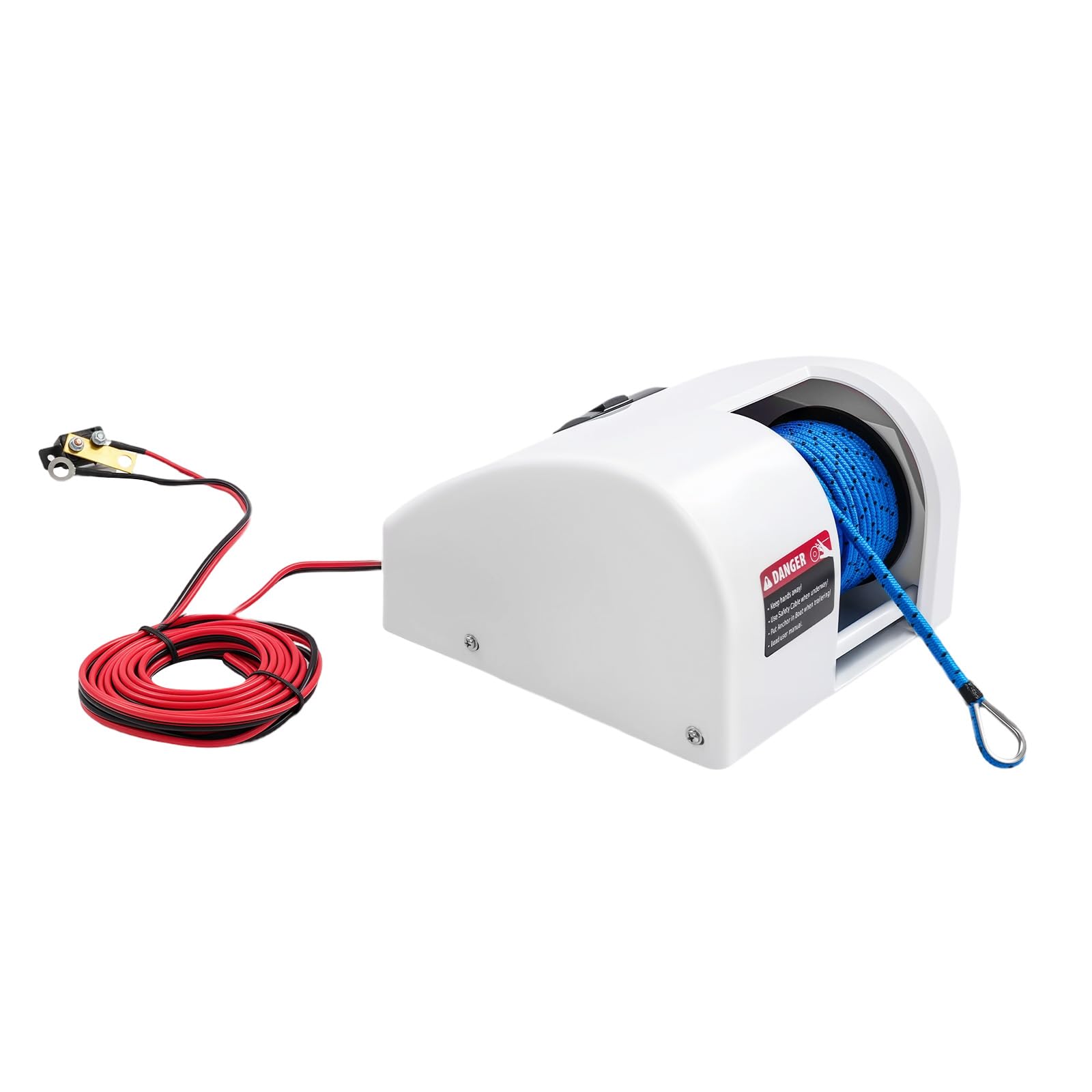 Guindeau électrique pour bateaux 25LBS/45LBS, 12 V, avec télécommande et corde en nylon de 30 m/30,5 m, étanche, pour eau salée, blanc, jusqu'à 11,3 kg/20 kg