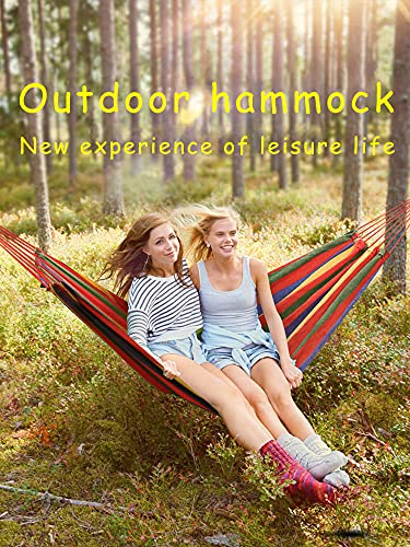 Garden Hammocks Comfortable Fabric Hammock Portable With Carrying Bag For Outdoor Patio Yard Backyard, Beach, Camping Travel, Load Capacity Up To 550 Lbs Canvas Cotton Hammocks (Red) #TOP3