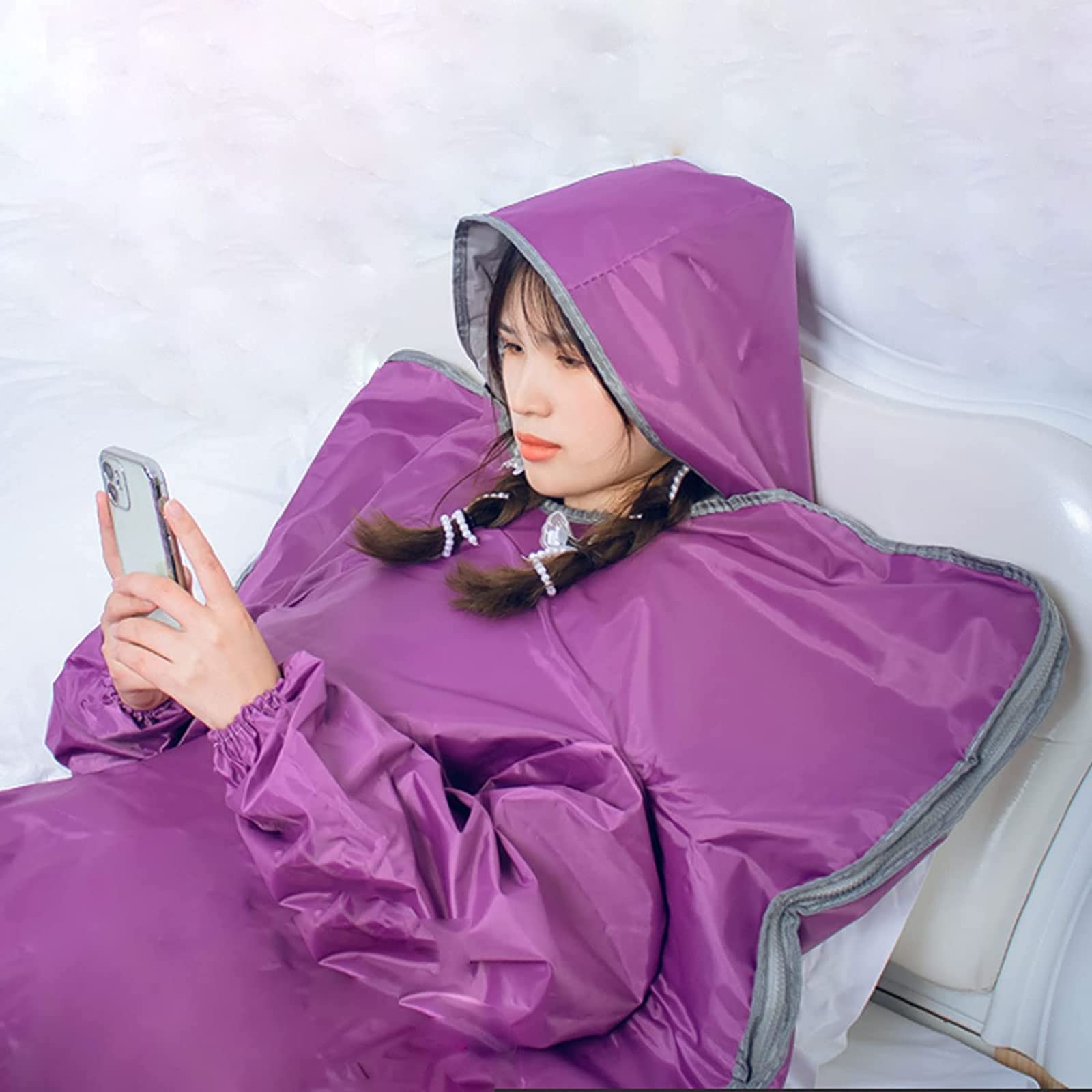 Manta térmica de sauna de infrarrojos lejanos con diseño impermeable, control remoto, para quemar grasa, para el hogar, moldear el cuerpo, color morado, 180 x 80 cm