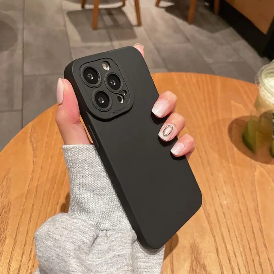 Capa de telefone de proteção total com câmera de silicone fosco para iphone 13 12 11 pro max xs max x xr 8 7 plus 11 capa de armadura macia à prova de choque, preta, para 7 plus ou 8 plus