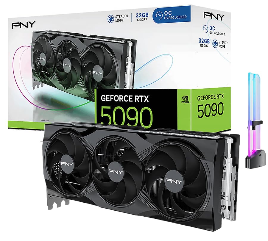 Image of CyberGeek GeForce RTX 5090 Overclocked Triple Fan Graphics Card, 32GB GDDR7, 28 Gbps, 512-bit, 3352 AI Tops, DLSS 4, AI Content Creation, Local LLM Inference, DP 2.1b x3, HDMI 2.1b, with GPU Holder