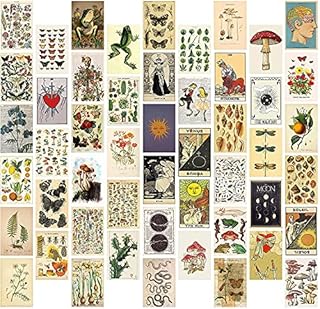 FENGCHUANG 50 Pcs of Wall Collage Aesthetic Pictures, Retro Plant Wall Collage Kit, Aesthetic Pictures Independent Room Decoration Art Posters, Girls And Boys Room Decoration, Dormitory Photo Display