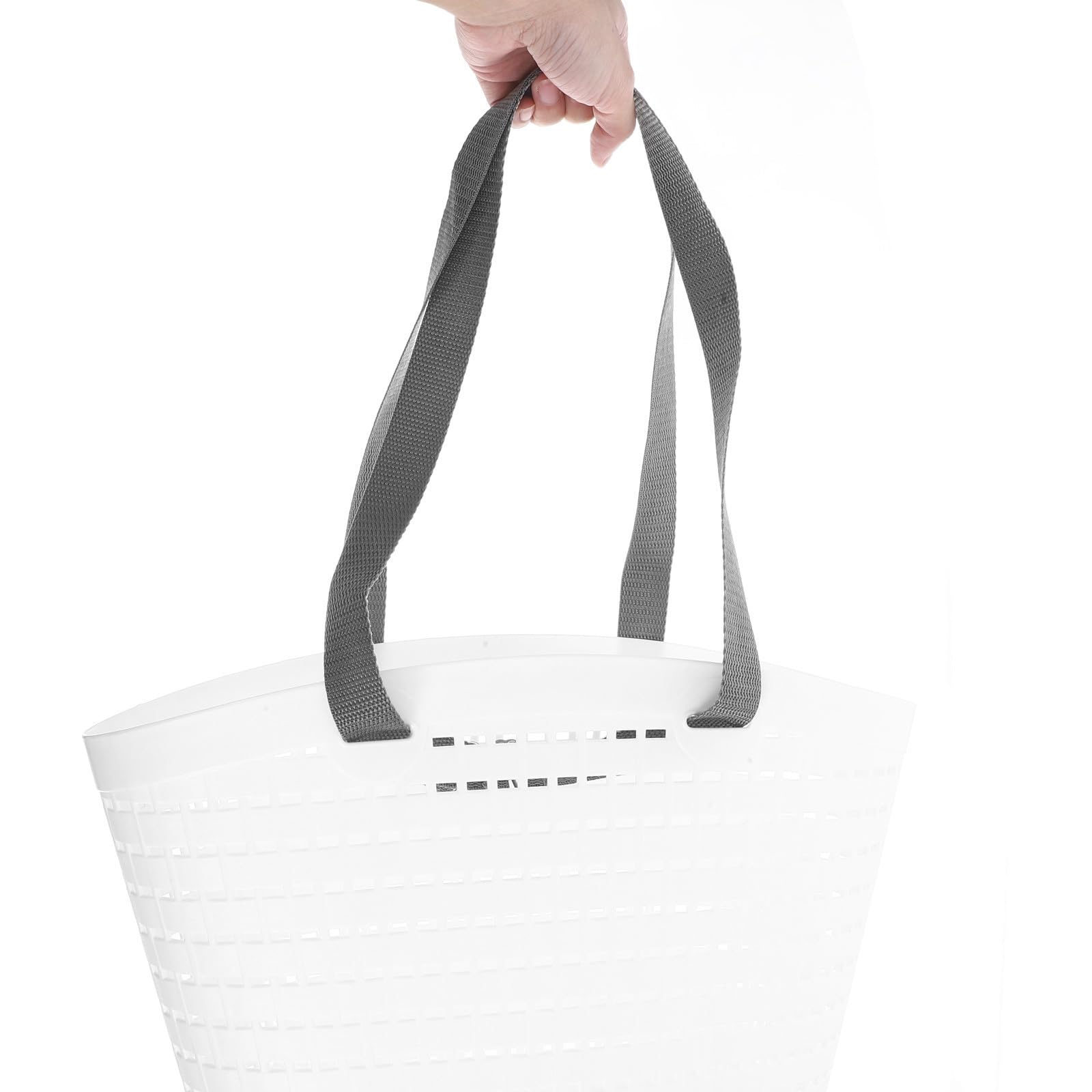 Kisangel Juego de 2 Cestas de Lavandería de Plástico Pp en Color Claro con Asa, Diseño Multifuncional para Almacenar Ropa Sucia y Juguetes, Ideales para Dormitorio y Balcón