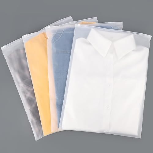 Bolsas de ropa con cremallera esmerilada, 50 bolsas de polietileno de 14 x 18 pulgadas para envío, embalaje, bolsas de viaje con cierre de