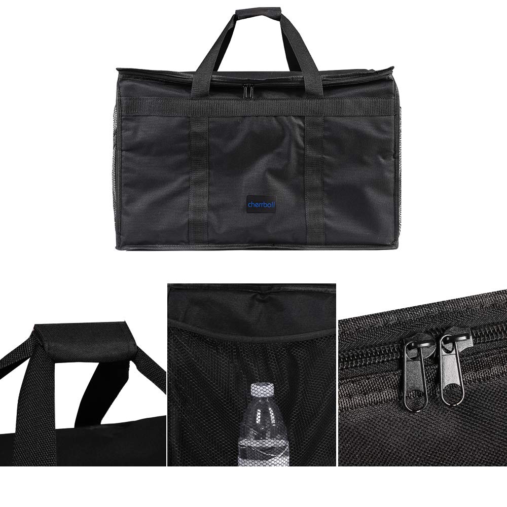 cherrboll Bolsa de entrega de alimentos aislada con bolsillos laterales, aislamiento grueso, transportador térmico comercial para restaurantes o transporte de alimentos, 23 x 14 x 15 pulgadas