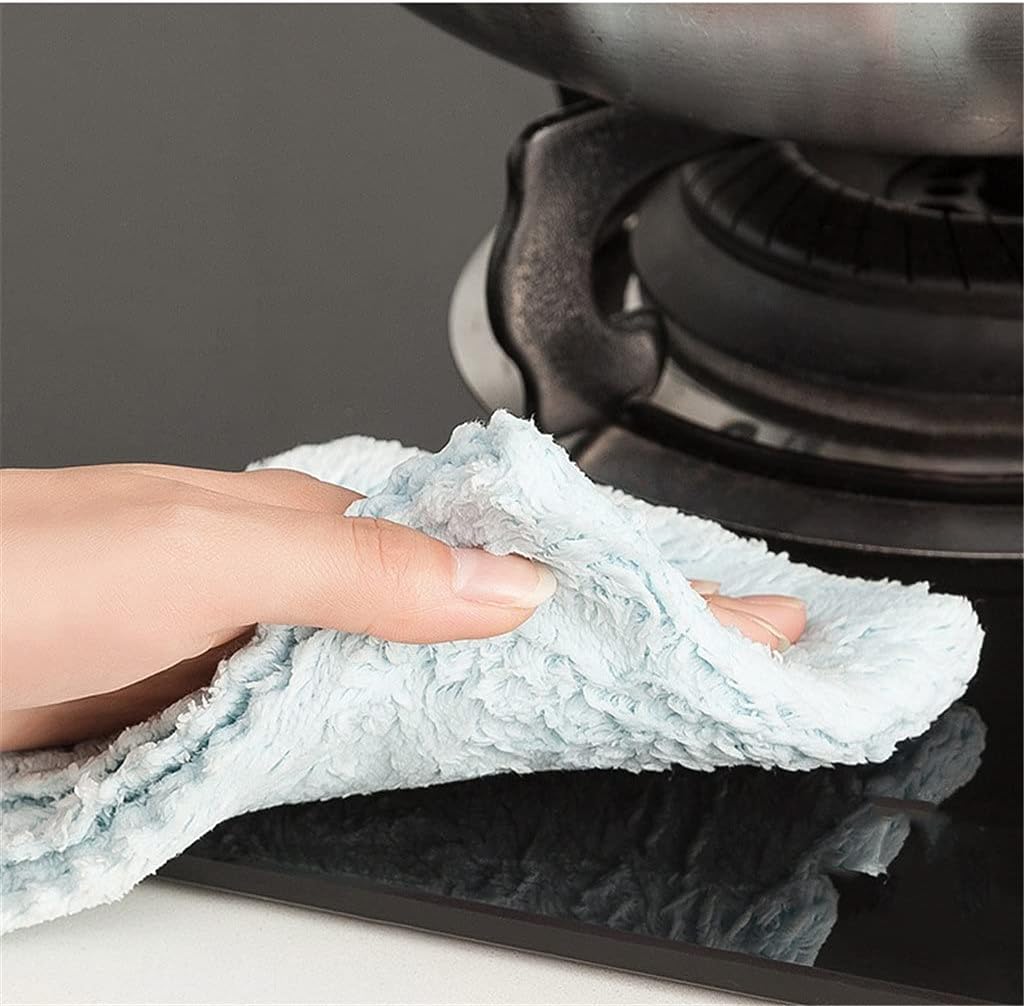 10pcs Mixed Color Cleaning Cloth Washing Dishs Kitchen Supplies Side Absorbent Dishcloth Soft Tool