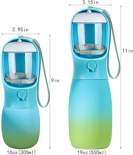 Miniatura 3 de Botella de agua para perros, botella de agua portátil 2 en 1 para mascotas con contenedor de alimentos, ligera, dispensador de agua portátil, al