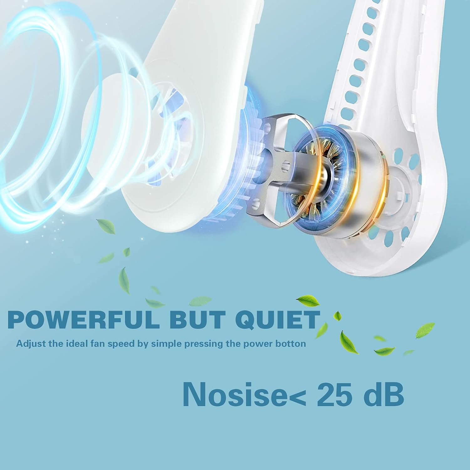 MITO Bladeless Neck Fan, Hands Free Portable Neck Fan, 4000 mAh USB Rechargeable Personal Fan, 3 Speeds Leafless Hanging Neck Fan, 360° Cooling Quiet Neck Cooler for Women Men Outdoor Indoor-White : Home & Kitchen