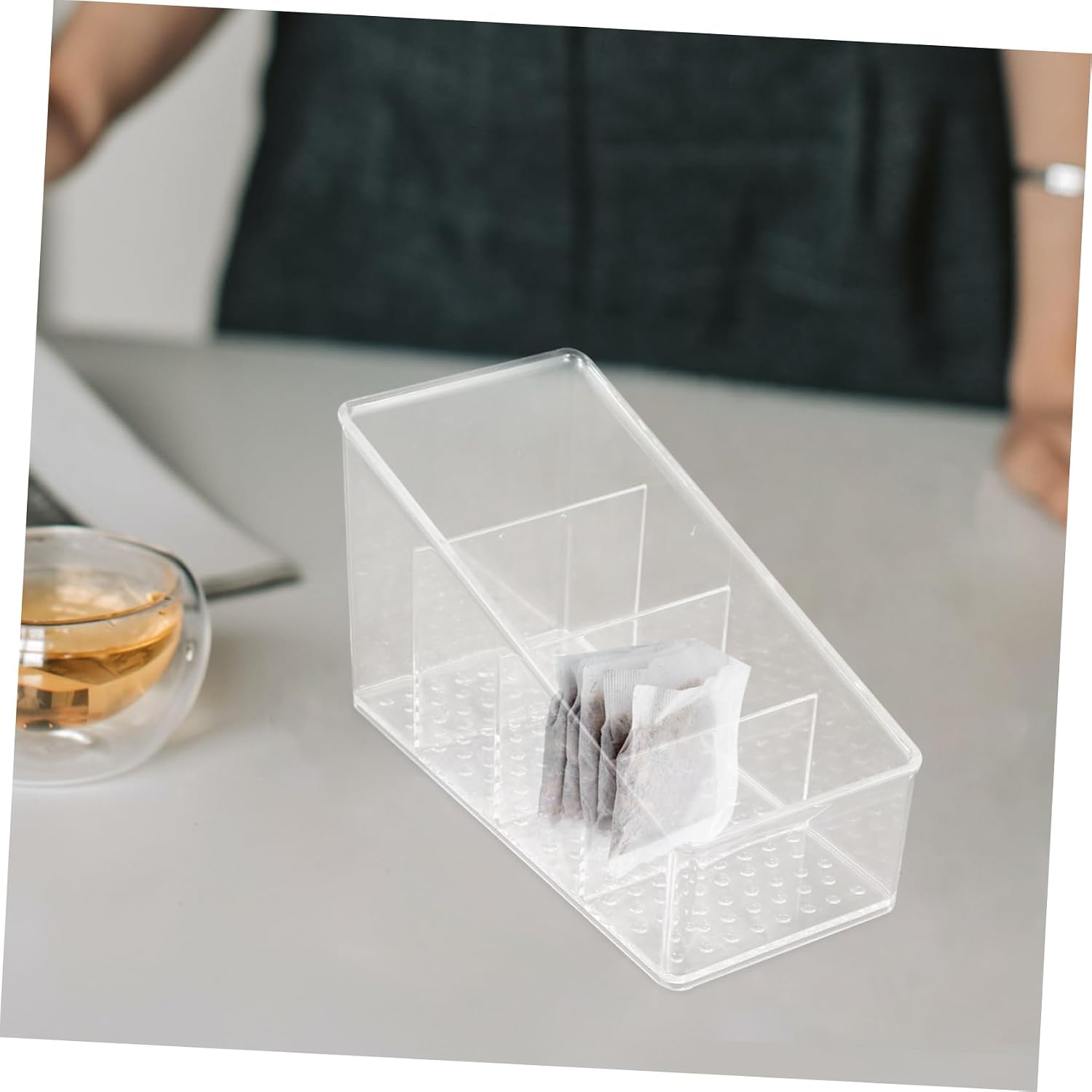 Decorative Tea Bag with 4 Compartments Storage Box PET Organizer