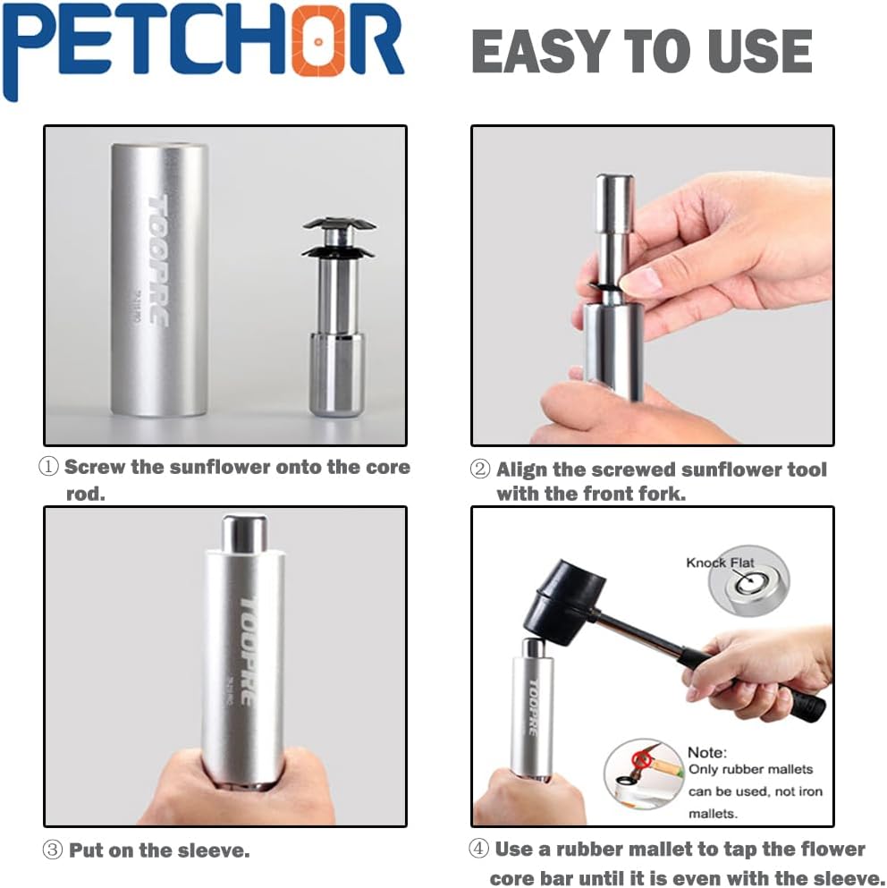 Bicycle Fork Star Nut Setting Installer, MTB Road Bike Star Nut Setting Tool with 2 Spare Special Screw and 3 Start Nuts, Silver/Blue（for 7/8",1",1-1/8"）