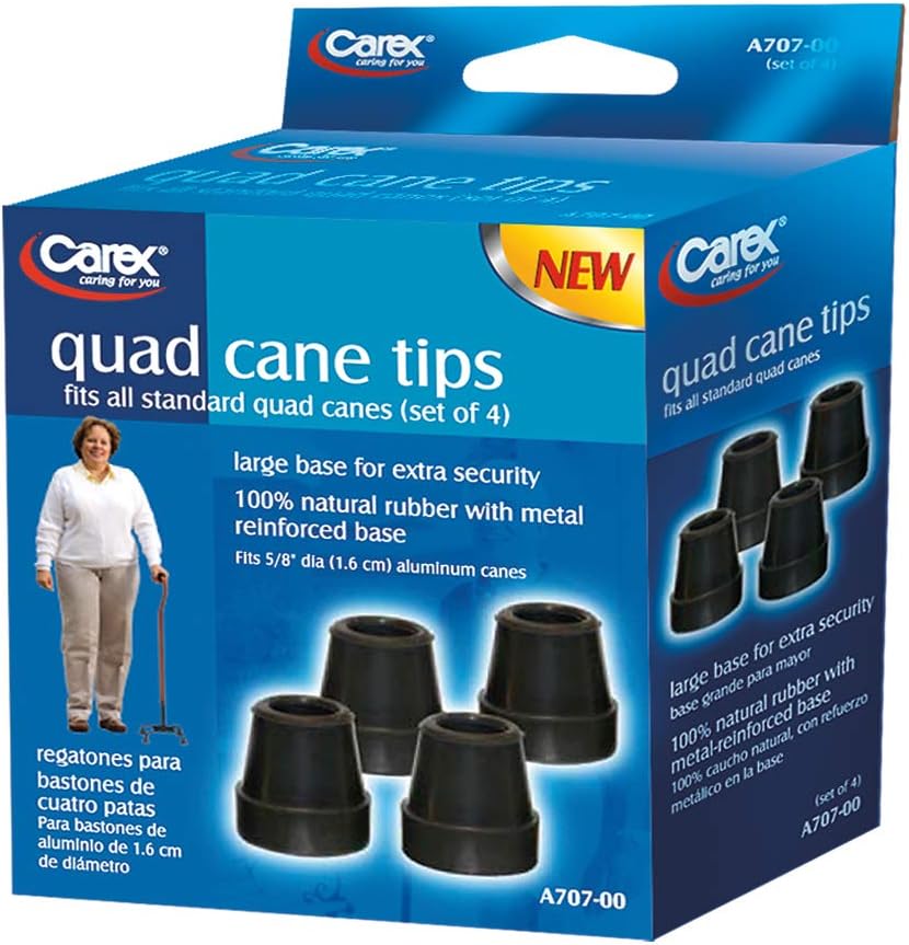 Carex Quad Cane Tips, Black, 5/8", 0.02 Pound