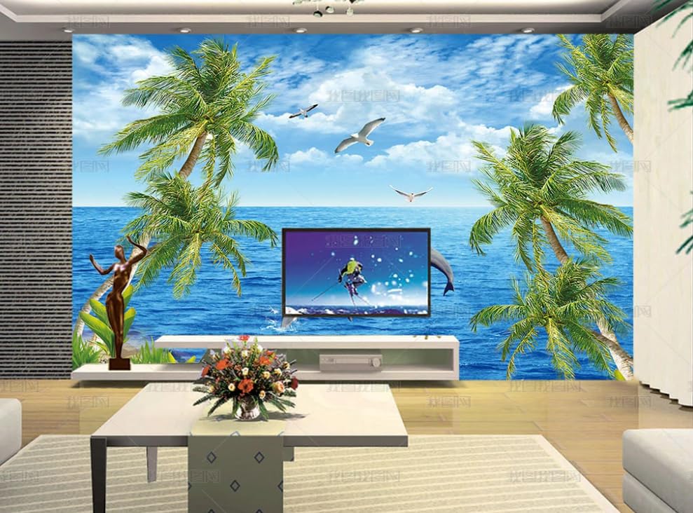 Papier peint intissé coconut trees grand format 400x280 cm pour deco murale salon