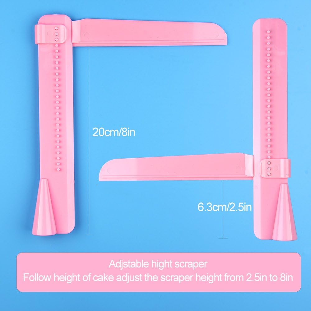 KUUQA 8 Pcs Cake Edge Scraper Cutters with Adjustable Buttercream