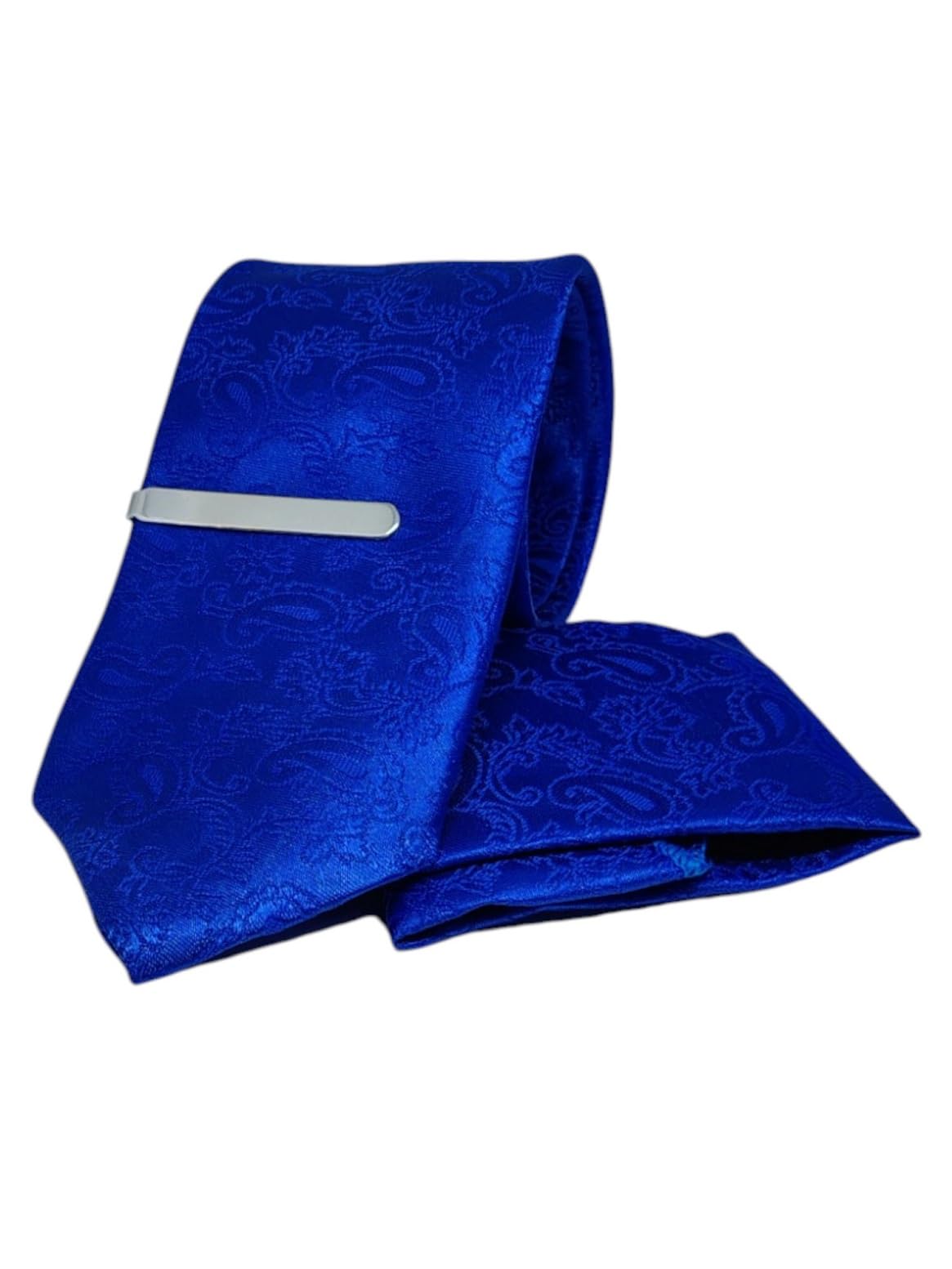 FashMade Italian Microfibre Tie & Pocket Square Combo with Silver Brass TiePin | 2.75 Inch Broad Tie | 10x10 inch Pocket Square TP-04-image-33