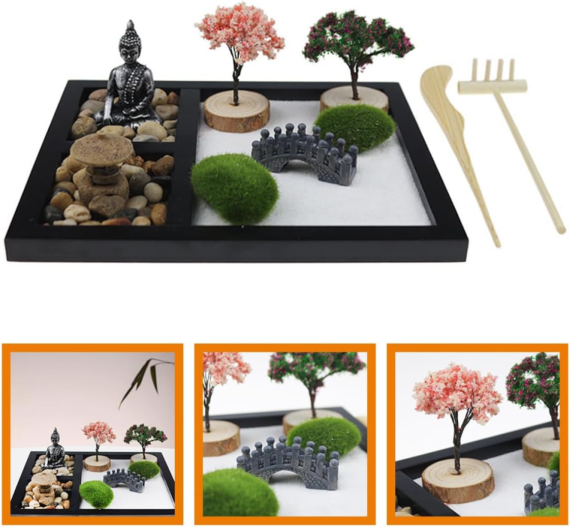 Zen Garden Kit Desktop Decorative Garden Box Micro Landscape Decor Artware Decor Home Adornment