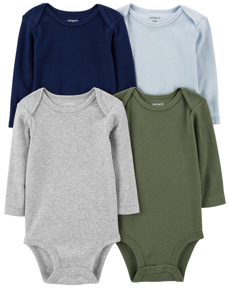 Carter's Carter de Bodies para bebé Niños Pack de 4 Manga Larga (Rayas)