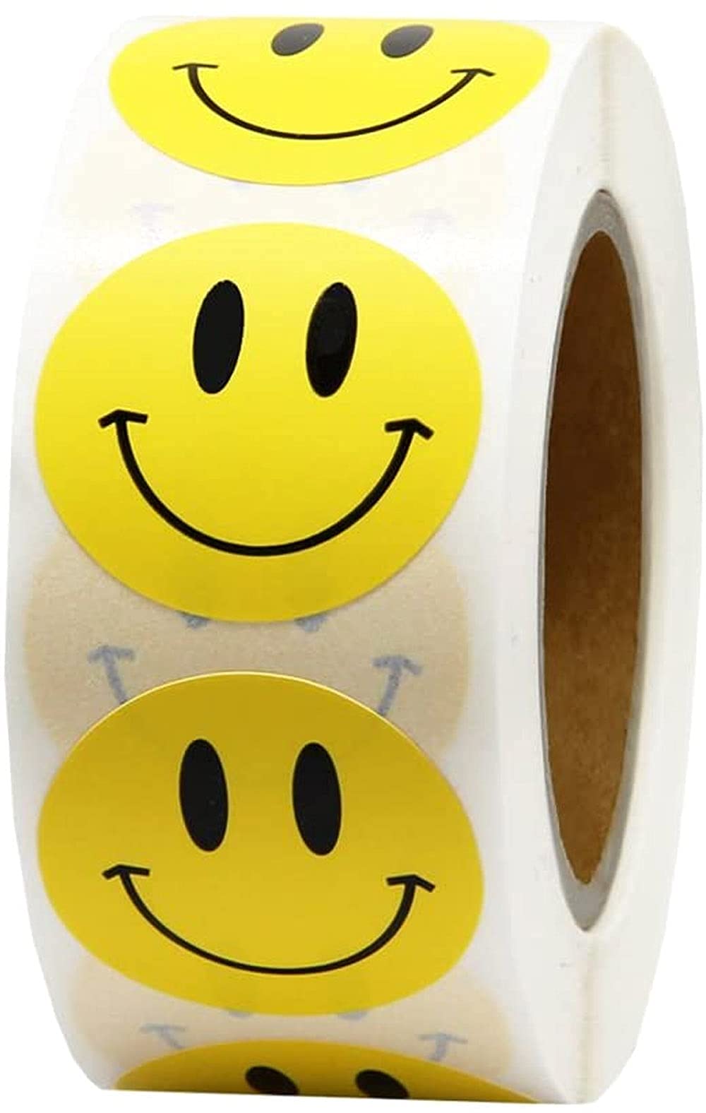 Premify 500PCS Emoji Face Stickers Roll, Paste This Smiling Smiley Face Stickers on Gifts, Used for Kids Gift, DIY Toys, Decoration, Notes Card, Pantry Round Paper, Smile Sticker, Party Reward Labels