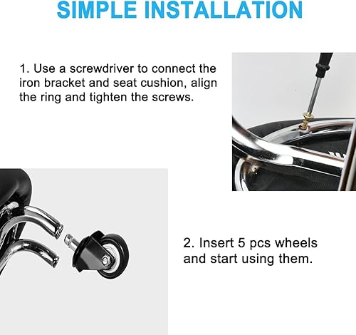 Miniatura 7 de Taburete rodante de baja altura con respaldo, silla rodante de baja altura, taburete bajo con ruedas para garaje, tienda, oficina en casa, M