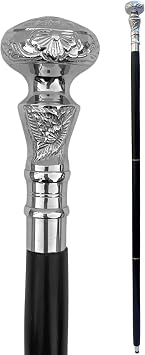 Medieval Replicas Wooden Walking Stick - 37 Vintage Ebony Black Sheesham Wood Decorated with Round Handle