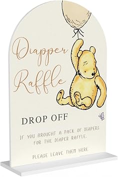 The Pooh Baby Shower Decorations Diaper Raffle Sign Decor Baby Shower Gender Reveal Birthday Bear Theme Party Event Ceremony Desserts Candy Bar Table Acrylic Decor