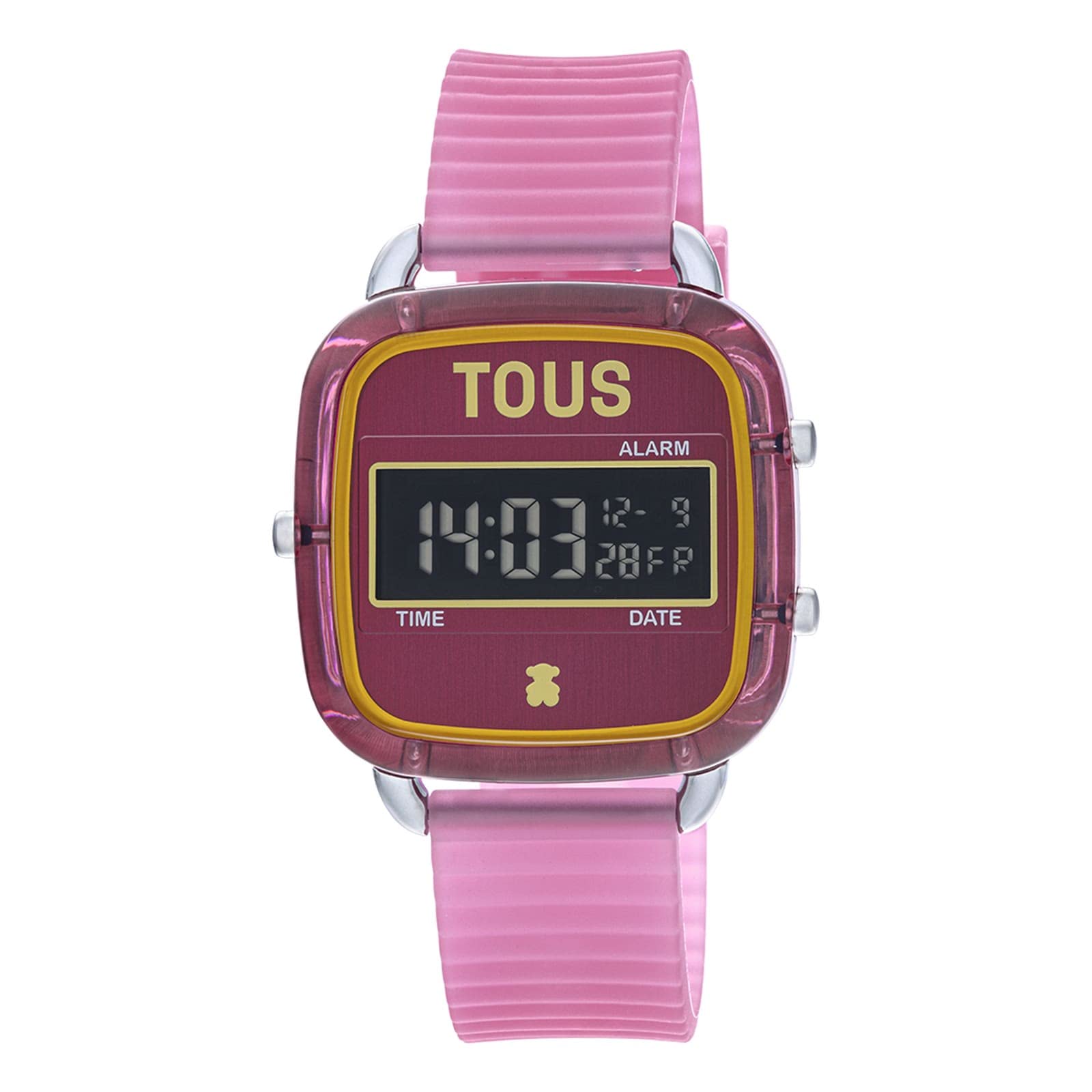 TOUS Reloj Digital de policarbonato con Correa de Silicona Fucsia D-Logo Fresh