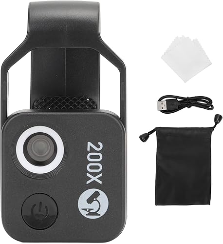 Miniatura 6 de Mini microscopio de bolsillo para teléfono 200X, lente de microscopio de teléfono, accesorios de cámara de microscopio digital portátil con luz LED