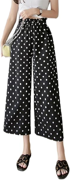 【新品】CRESCENT　ドットのワイドパンツ　ガウチョパンツ レディースパンツ ガウチョパンツ ドット柄 ワイドパンツ