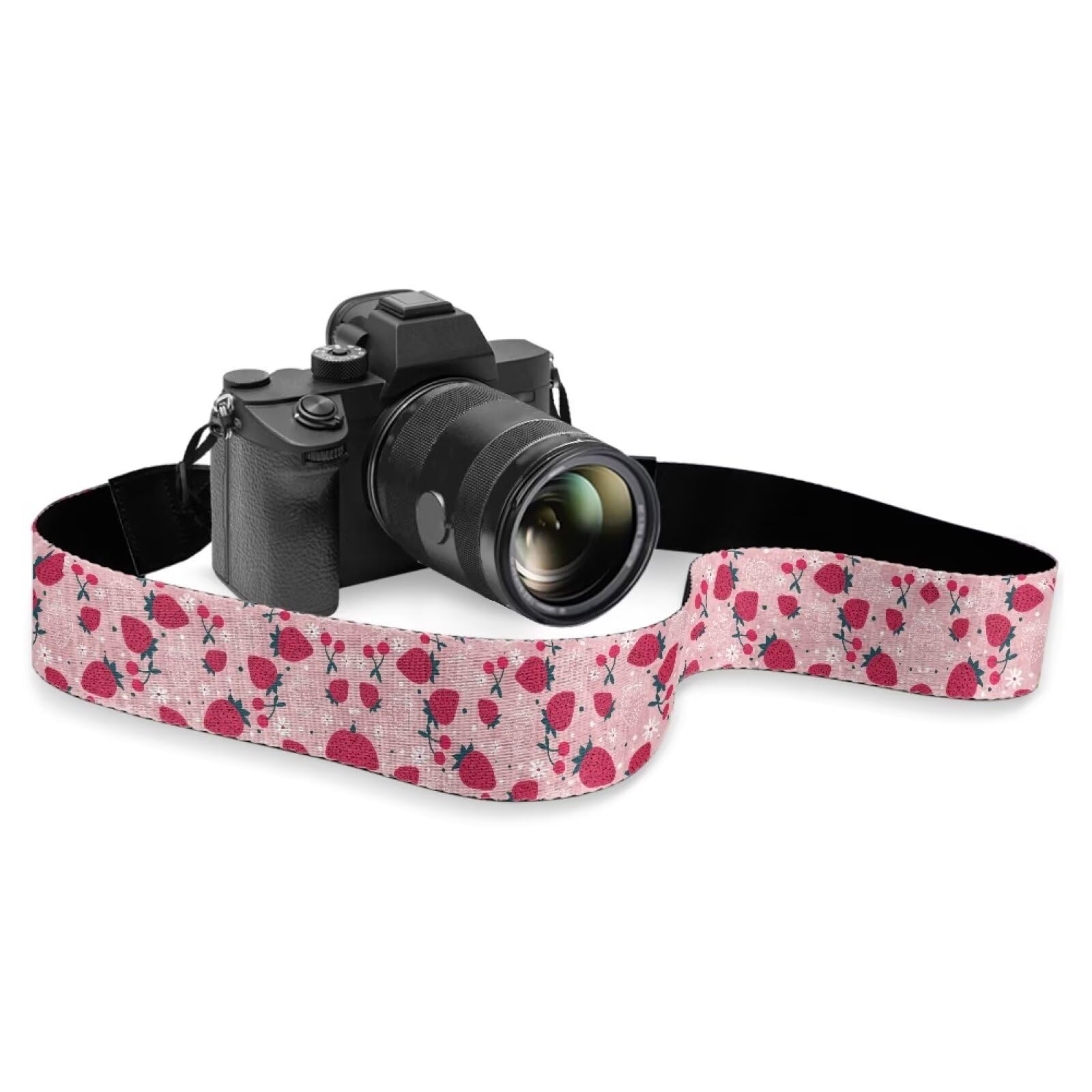 Boatee Pink Strawberry Film Camera Strap Crossbody Camera Sling Strap Adjustable Camera Strap Cute Camera Wrist Strap Neck Strap for Teen Girls Camera Harness Pink