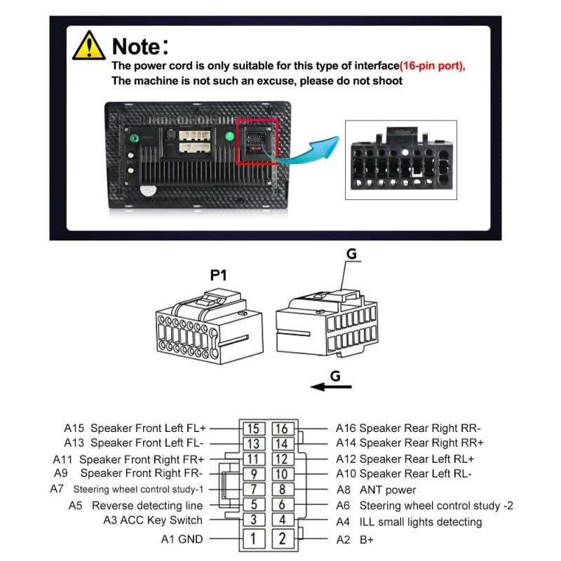 Wiring diagram for the 16-pin connector