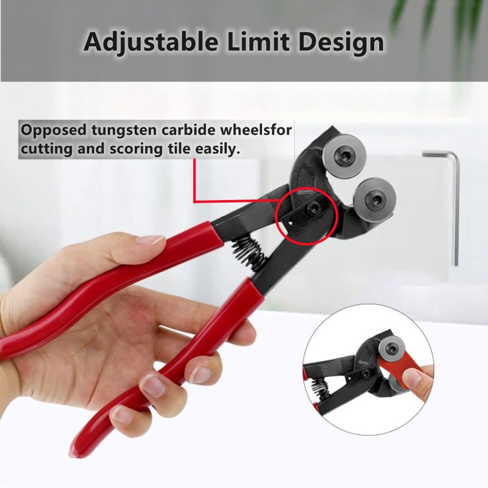 Heavy Duty Wheeled Glass Mosaic Nipper & Hd Ceramic Tile Nipper, Tile Cutter Pliers Soft-grip Handle - Shapping Plier, Nipper Cutting Tools, Stone, Metal, 8 Inch