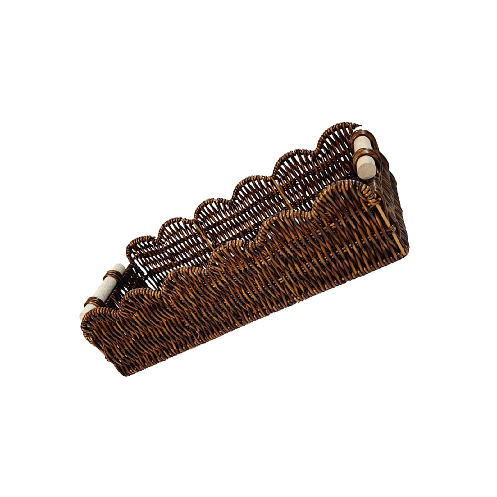Rattan Fruit Basket for Countertop PP Woven-Look Bread Tray with Side Handles for Kitchen Dining Table Pantries Bin