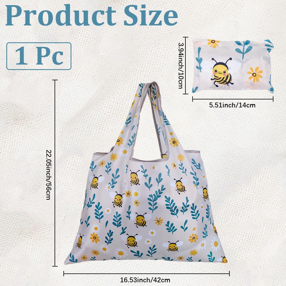 CREATCABIN Christmas Reusable Grocery Bag Foldable Shopping Bags Large Totes with Handles Heavy Duty Washable Polyester Gifts - Image 2