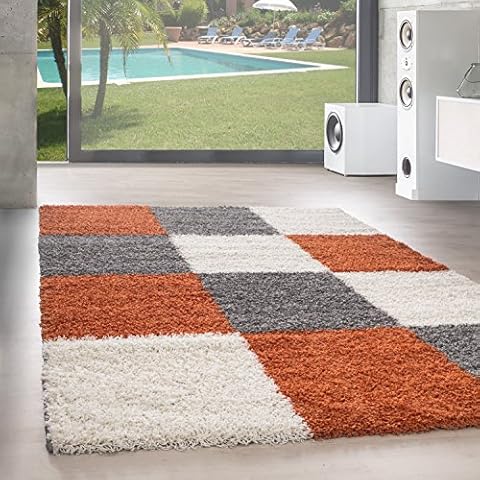 Alfombra de pelo largo naranja 120x170cm Cover