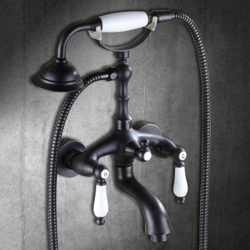Ensemble de douche cuivre massif et poignée céramique artisanale