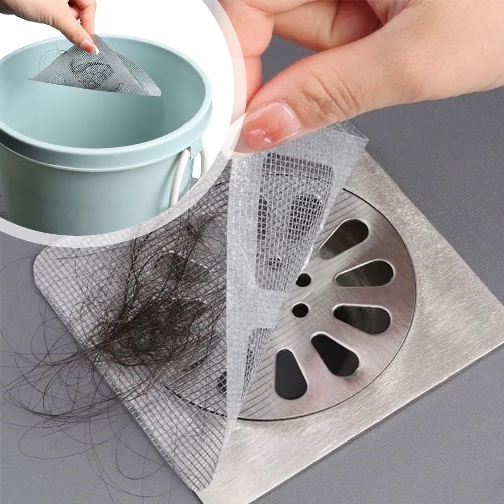 Disposable Hair Drain Stickers,Hair Catcher Bathroom Shower Drain Protector,Disposable Shower Drain Cover Mesh Cover Floor Drain Sticker for Kitchen Bathroom Tub. (10Pcs) - 3