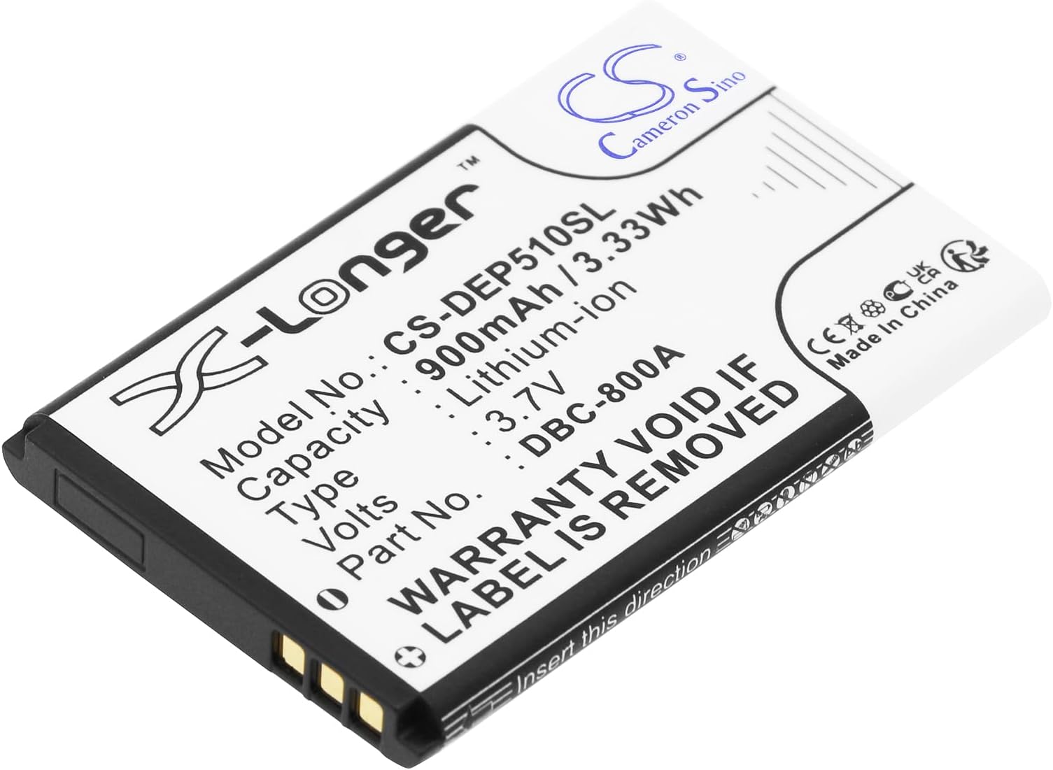 CS-DEP510SL Battery 900mAh compatible with [Doro] 1360, 1362, 2414, 401, 5030, 5031, 507S, 508, 509, 530X, 5516, 5517, 6021, 6030, 6031, 6041, 6050, 6051, 6120, 6121, 6171, 6520, 6521, 6525, 6526, 65