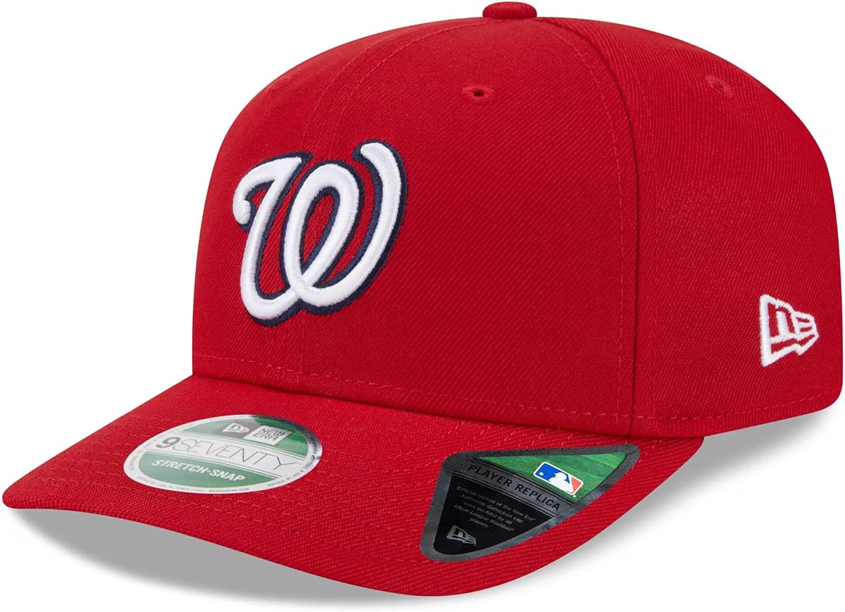 New Era Unisex-Adult MLB Player Replica 9SEVENTY Baseball Team Color Stretch Adjustable Snapback Hat One Size Fits All, Washington Nationals - Red, One size