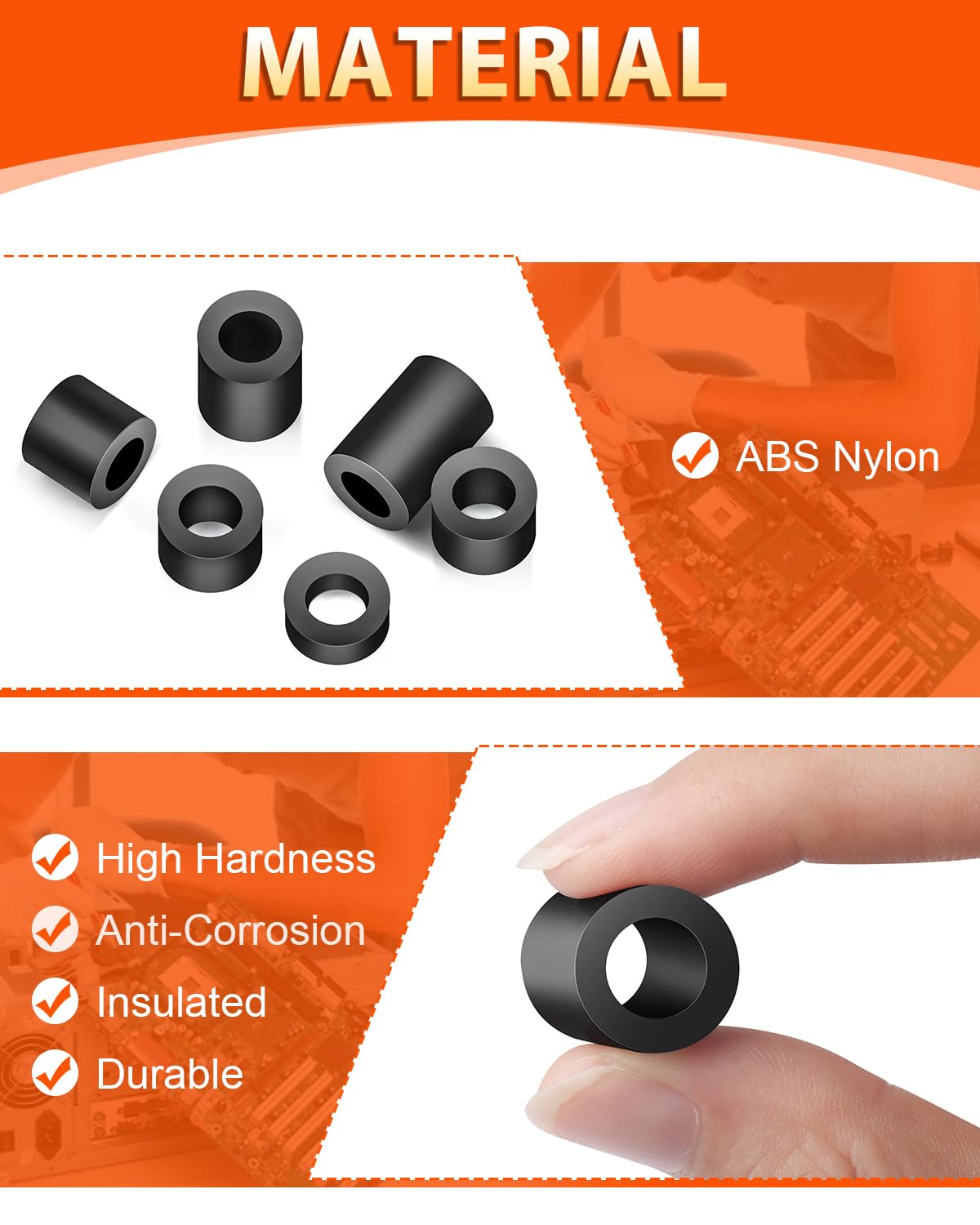 90 Stück ABS Abstandshalter M6/M8 - Distanzhülsen Für Elektronik & 3D-Druck