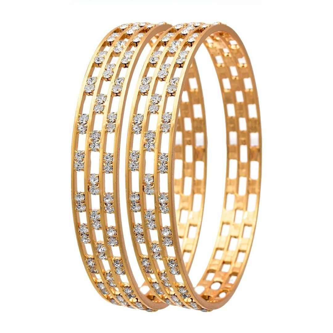 Stylish Cubic Zirconia AD Gold Plated Bangle Set For Women (2.6) (B0D33ML2DR) Amazon Price History, Amazon Price Tracker