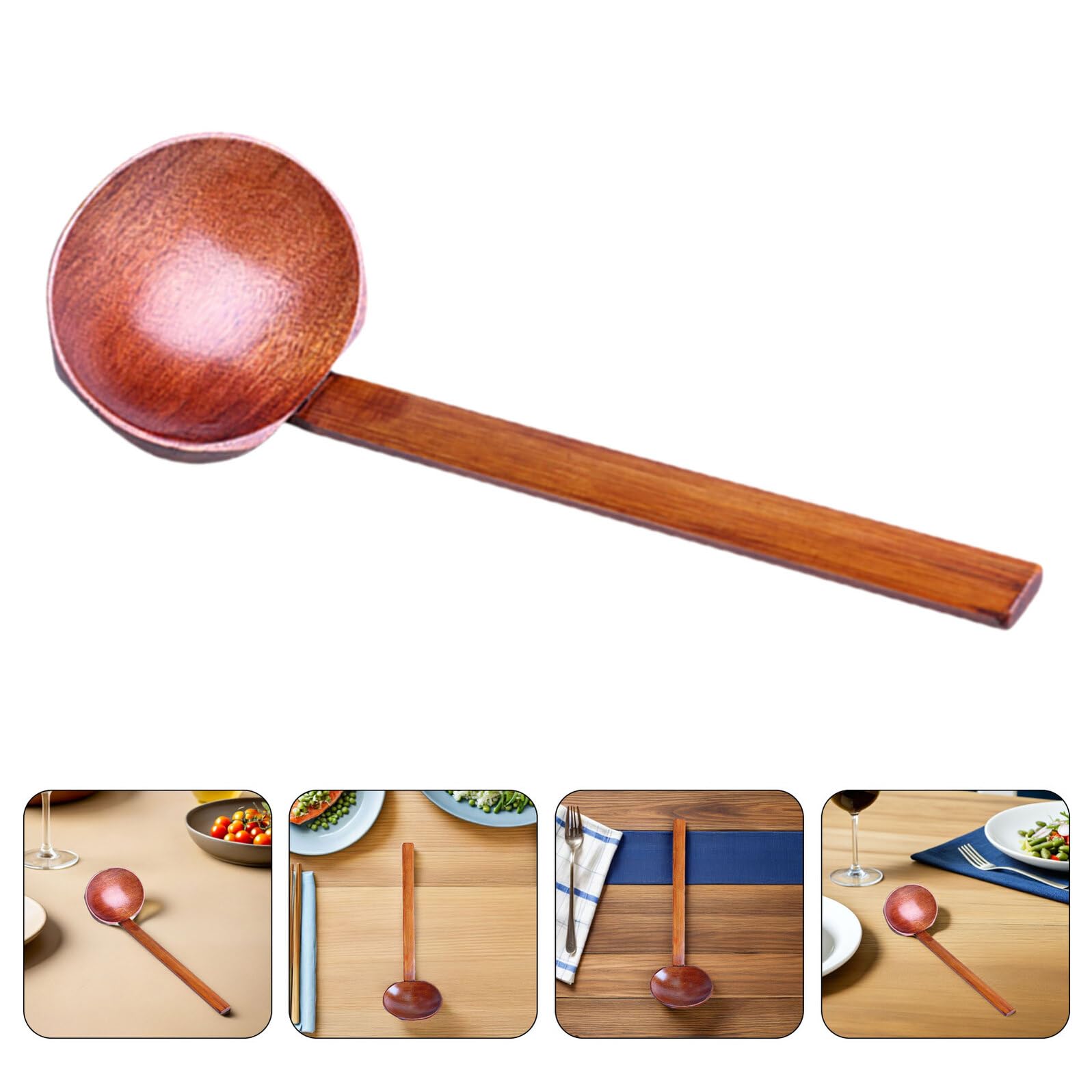 UKCOCO 4piezas Cuchara Sopera De Madera Con Mango Para Ramen Cucharas Japonesas Para Sopa De Unidades Aptas Para Mezclar y Cocinar Restaurantes