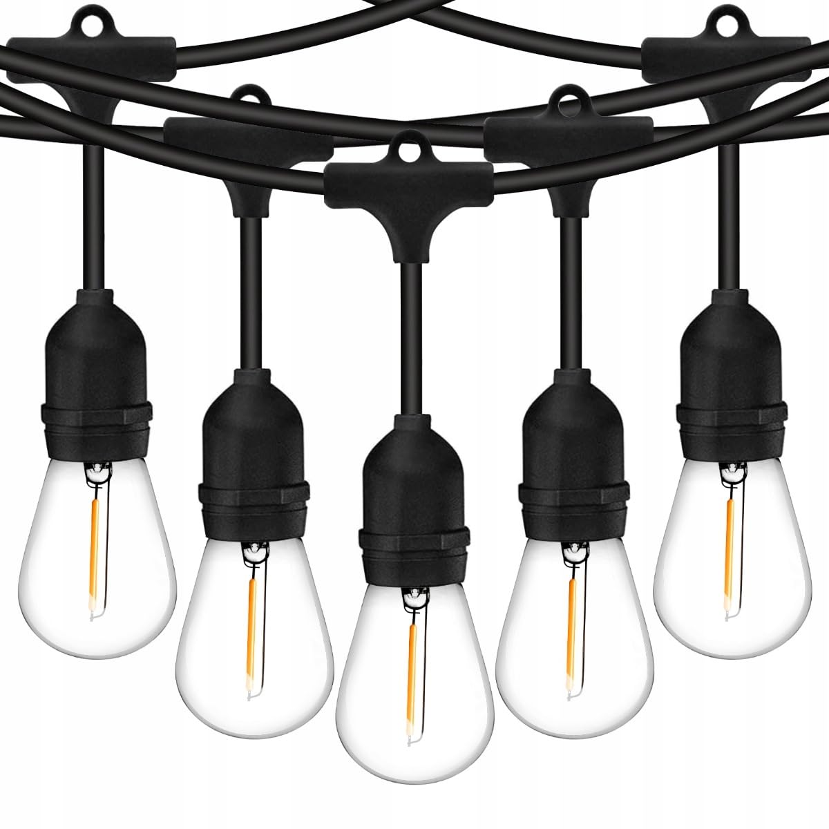 Lumiled Lichterkette Außen 15 Meter mit 30 E27 LED 1W Glühbirne ST45 Warmweiß 2700K 230V Birnen für Garten Biergarten Party Hochzeit Dekoration Terrasse Weihnachten verlängerbar mit Strom