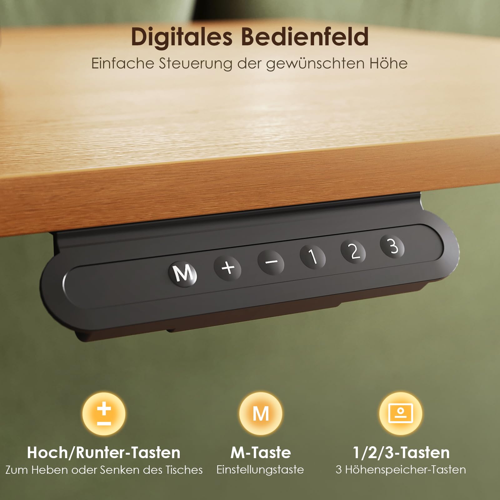 OffiGo Höhenverstellbarer Schreibtisch Gestell, Tischbeine Höhenverstellbar mit 3 Memory-Funktion, Elektrischer Schreibtisch für das 100cm-140cm Tisch, Schwarz