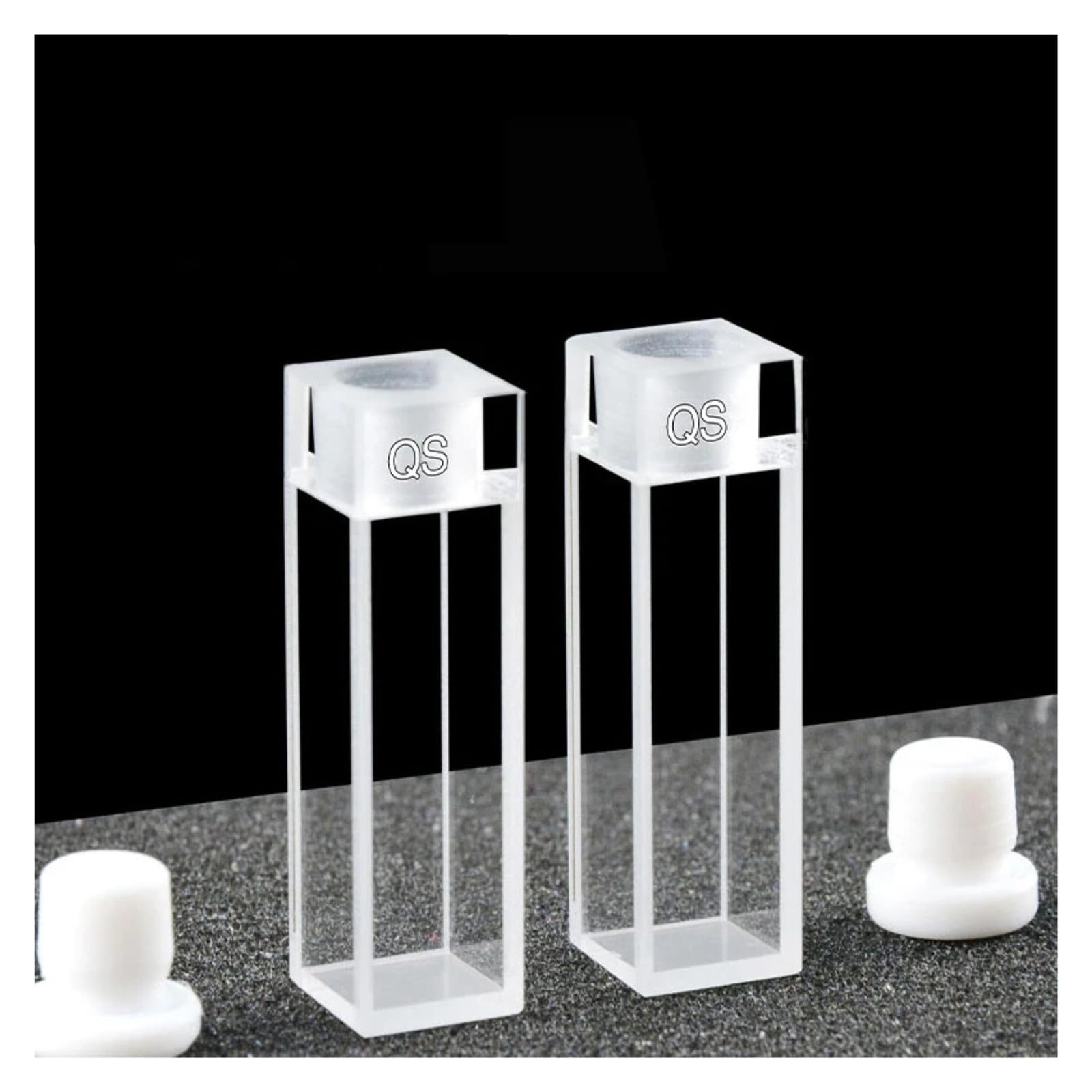 2 Stück Standard-Quarz-Fluoreszenzküvettenzelle mit Stopper, Abmessung 12,5 x 12,5 x 45 mm, optischer Weg 10 mm, vierseitige Transluzenz(High Transmittance)