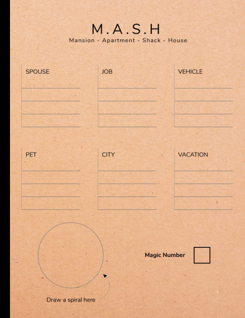 M.A.S.H. Activity Book: Mash Paper Game Book, Large Mash Game Notepad, A Classic Mash Game Activity Book With Boxes - Size 8.5"X11", 120 Pages